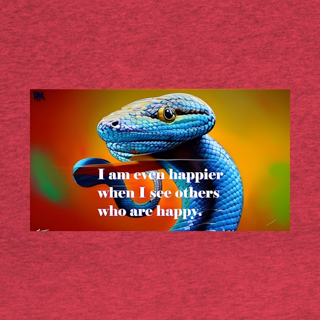 Happiness mantra with artistic snake, coloful design by Dok's Mug Store